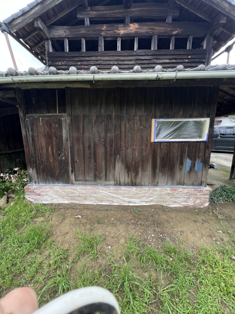 塗装前に養生をした写真